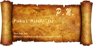 Paksi Mihály névjegykártya
