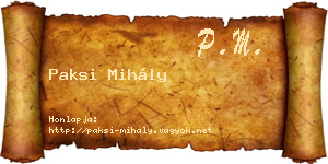 Paksi Mihály névjegykártya